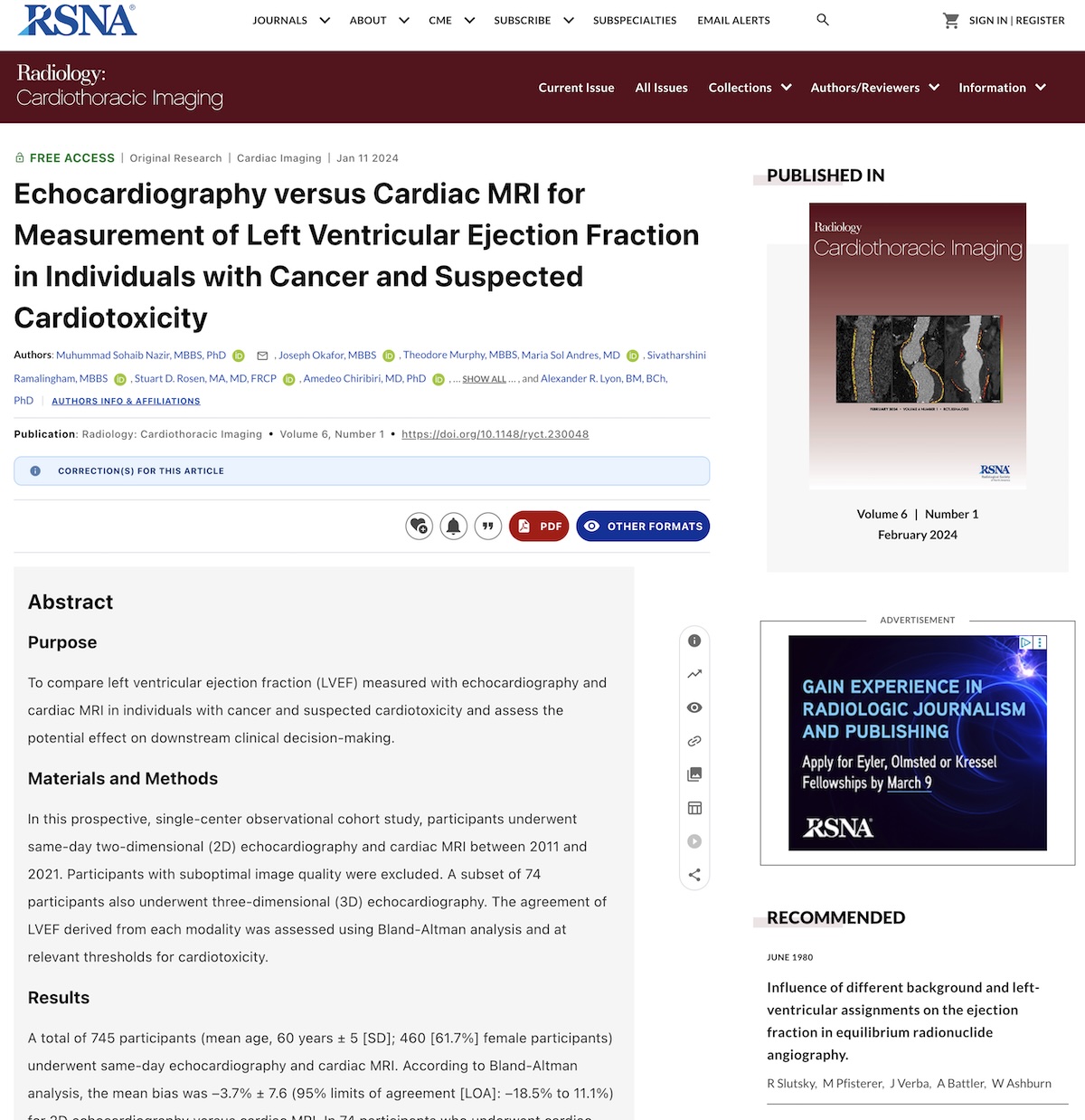 Ecocardiografía versus resonancia magnética cardíaca para la medición de la fracción de eyección del ventrículo izquierdo en individuos con cáncer y sospecha de cardiotoxicidad