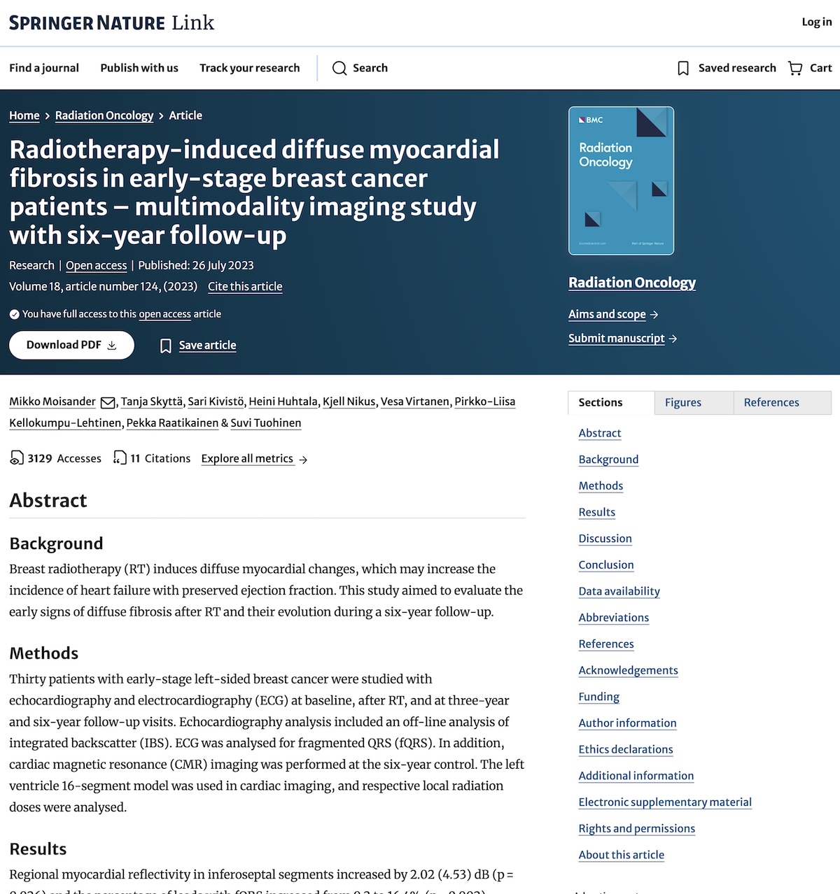 Fibrosis miocárdica difusa inducida por radioterapia en pacientes con cáncer de mama en etapa temprana: estudio de imágenes multimodales con seguimiento de seis años
